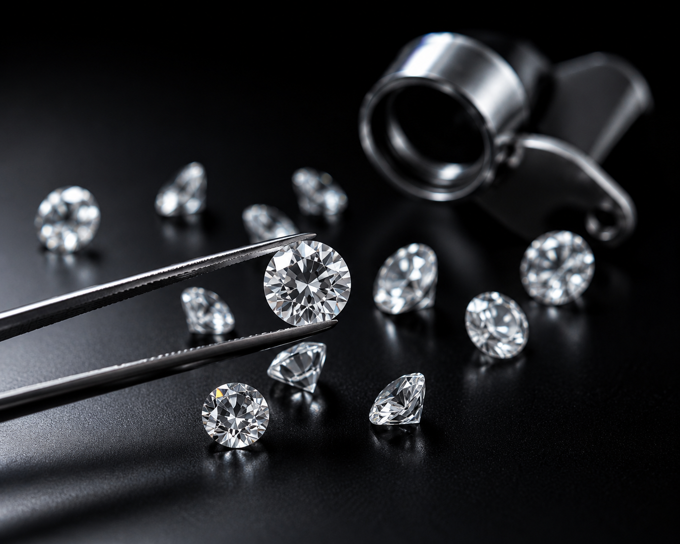 Close-up of a precision-cut lab grown diamond by Mahant Exports