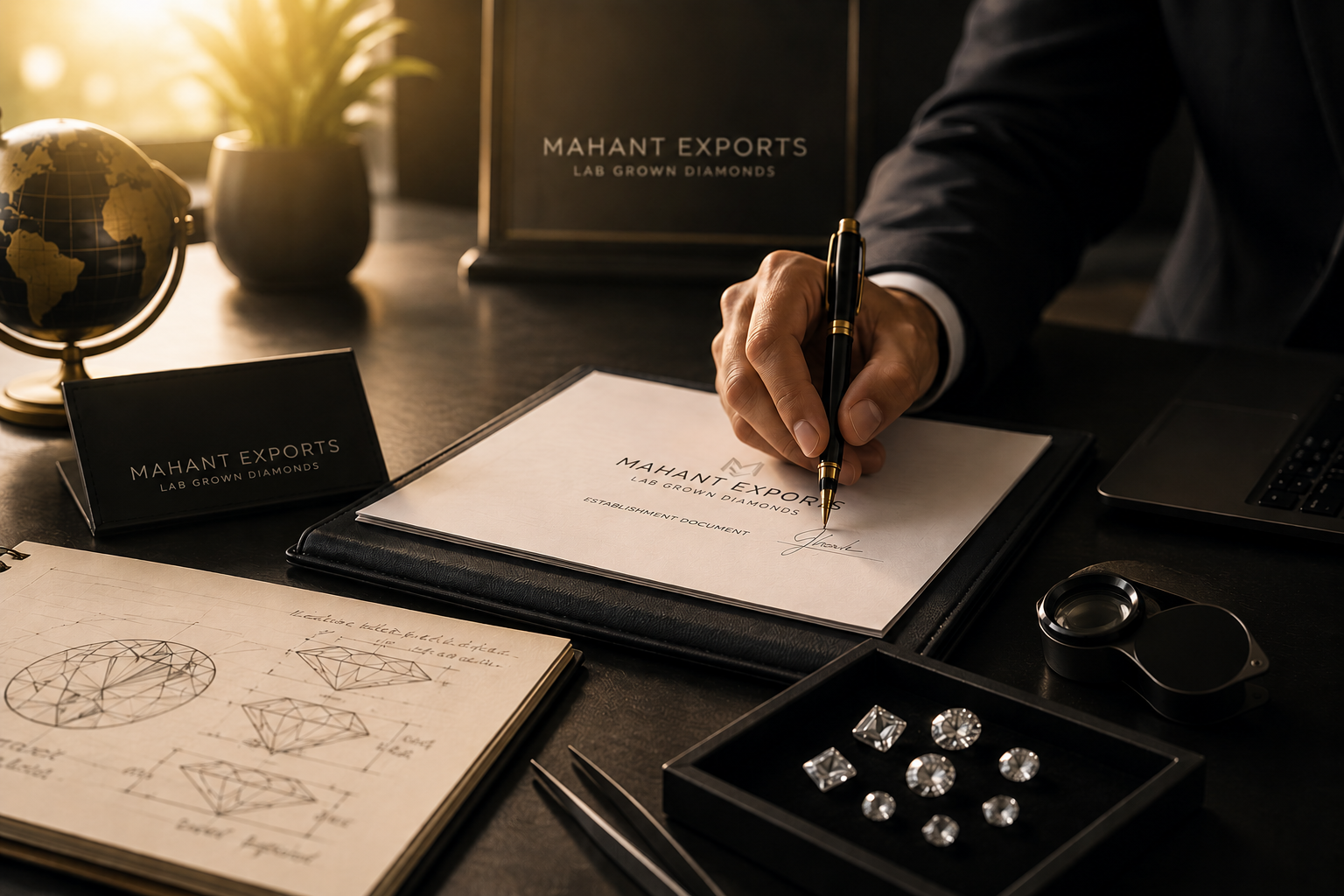Mahant Exports founding in 2017 â€” lab grown diamond production facility in Surat