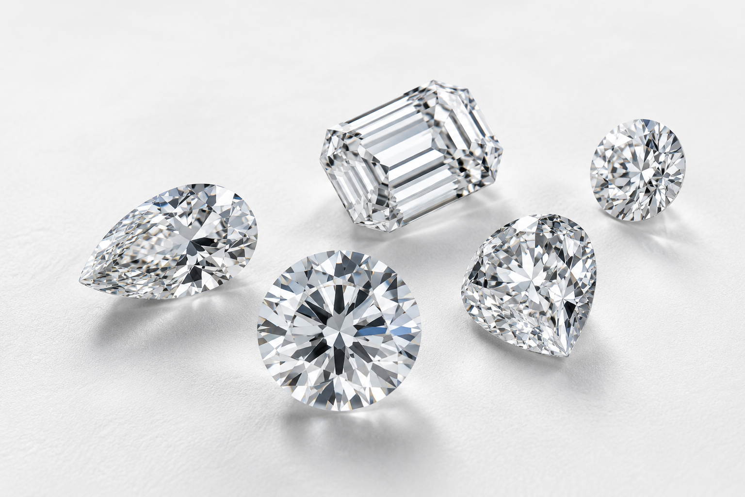 Various diamond shapes, sizes, colors and clarities manufactured by Mahant Exports